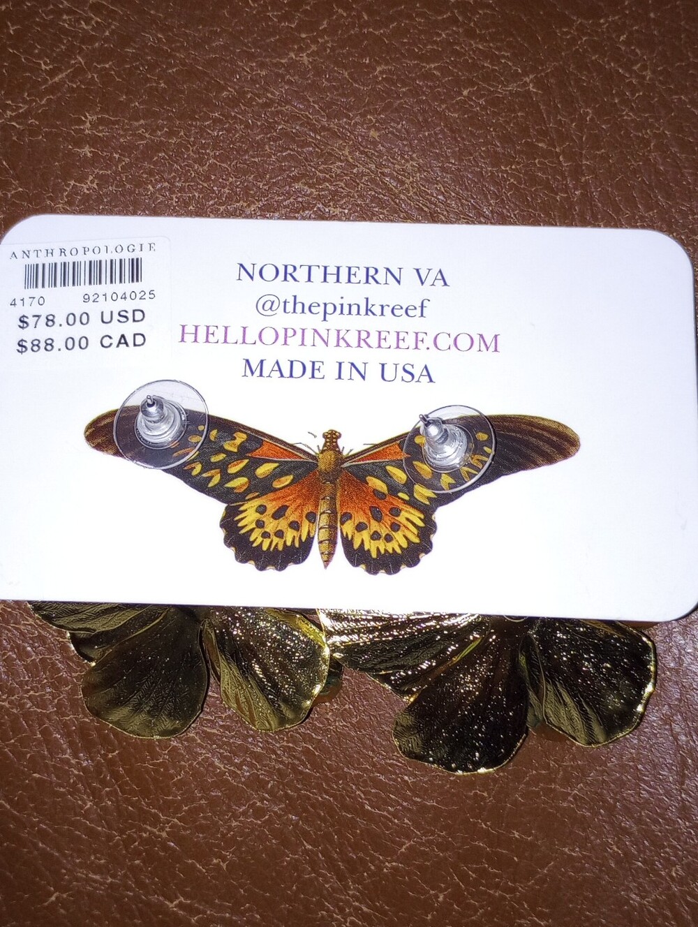 NWT Anthro The Pink Reef Handpainted Earrings Lime - Picture 4 of 7